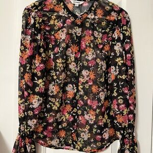 Steve Madden Floral Semi-Sheer Blouse
